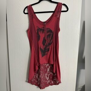 We the Free Red Lace Top